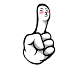 😙 Finger, Hand, Süß, Cartoon, Geste whatsapp sticker