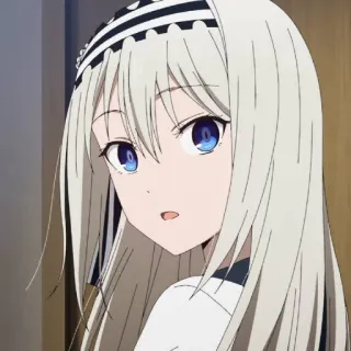 💈 anime girl, blue eyes, white hair, anime, cartoon, portrait telegram sticker