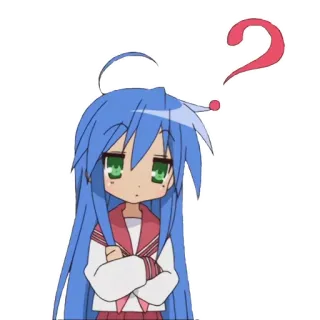 ❓ Konata Izumi Lucky Star Anime, Manga, Pregunta, Kawaii, Confundido telegram sticker