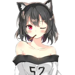 😜 anime girl, cat ears, kawaii, cartoon, manga, character telegram sticker