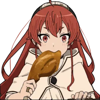 🍗 애니메이션, 소녀, 먹는, 치킨, 음식 telegram sticker