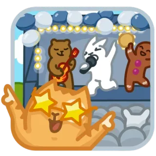 🎧 dessin animé, chat, musique, concert, étoiles, groupe telegram sticker