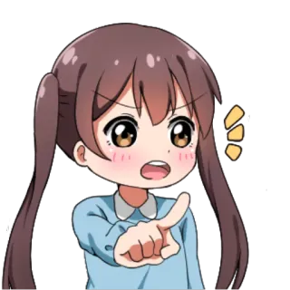 👉 Animé, Fille, Montrer du doigt, Dessin animé, En colère, Expression telegram sticker