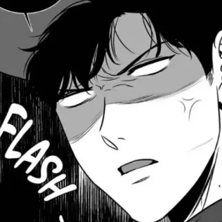 💸 FLASH Manga, Anime, Porträt, Schwarzweiß, Ausdruck, Mann telegram sticker
