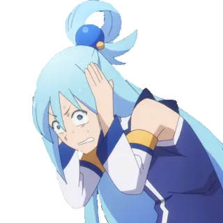 🙀 Aqua KonoSuba Anime, Aqua, Konosuba, Ekspresi, Khawatir telegram sticker