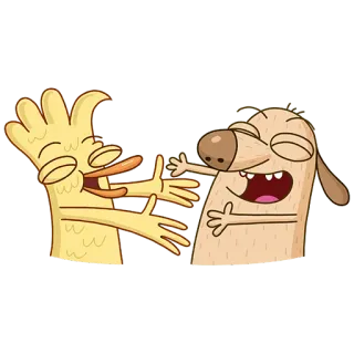 🤗 Мультфильм, Собака, Утка, Друзья, Объятие, Счастливый telegram sticker