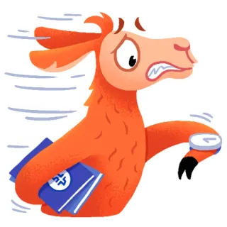 ⏰ llama, binatang, berlari, paspor, perjalanan, terburu-buru, kartun telegram sticker