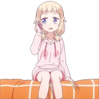 📲 anime, menina, desenho animado, sentada, ligando, fofa telegram sticker