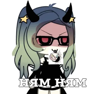 😍 ням ням Gacha, Anime, Personaje, Lindo, Cuernos, Demonio whatsapp sticker