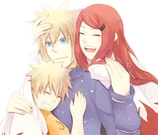 👪 Naruto 애니메이션, 만화, 가족, 나루토, 우즈마키, 미나토, 쿠시나 telegram sticker