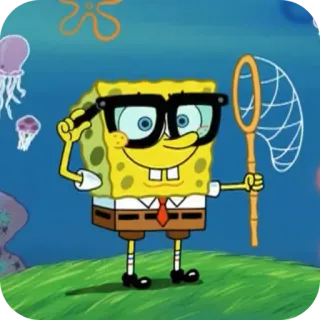 🤓 Spongebob Spongebob Squarepants cartoon, spongebob, squarepants, nickelodeon, jellyfish, nerd telegram sticker