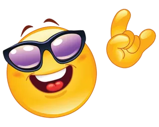 😎 emoji, sunglasses, happy, cool, rock on telegram sticker