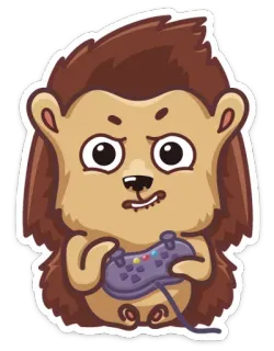 😡 hedgehog, gaming, sticker, cartoon, animal, controller telegram sticker