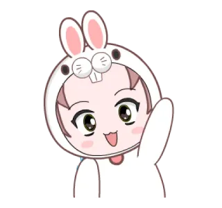 👋 Cartoon, Hase, Niedlich, Person, Tierkostüm, Mädchen telegram sticker