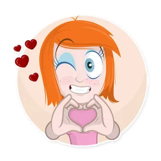 ❤ chica, dibujo animado, corazón, guiño, amor, cariño, amistad telegram sticker