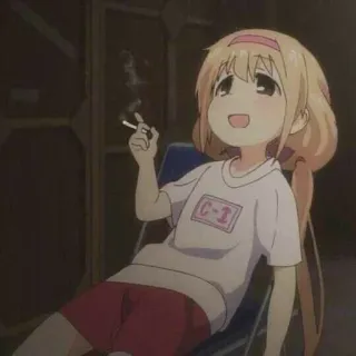 🚬 C-3 Anime, Merokok, Rokok, Lucu, Gadis, Kartun telegram sticker