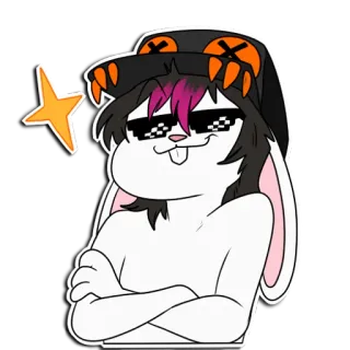 😎 Rabbit rabbit, bunny, cool, sunglasses, meme, thug life, cartoon telegram sticker