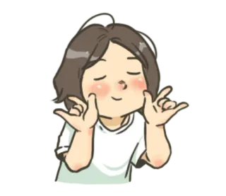 😚 만화, 귀여운, 여자, 평화, 표시 whatsapp sticker