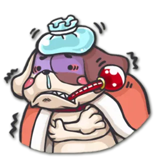 💊 pies, chory, termometr, chory, kreskówka telegram sticker