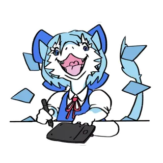 😄 드래곤, 아티스트, 드로잉, 디지털 아트, 태블릿, 일러스트 telegram sticker