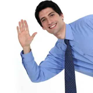 😁 man, waving, tie, greeting, business, friendly telegram sticker