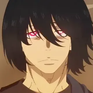 🎨 Sho Kusakabe Fire Force anime, fire, superpowers, dark hair, red eyes telegram sticker