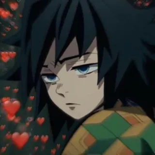 🤍 Giyu Tomioka Demon Slayer Anime, Demon Slayer, Giyu Tomioka, cuori, carino, Manga whatsapp sticker