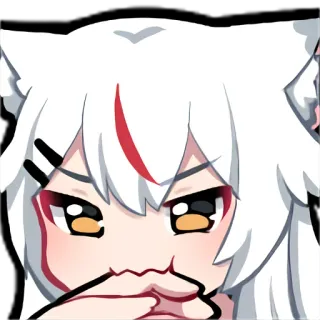 😖 Anime, Katzenmädchen, Sticker, Süß, Ohren, Weißes Haar telegram sticker