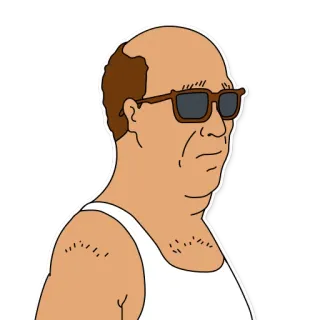 😎 Bill Dauterive King of the Hill dibujos animados, animado, personaje, calvo, gafas de sol, camiseta de tirantes whatsapp sticker