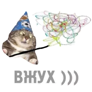 🐈 ВЖУХ))) gatto, mago, magia, divertente, meme telegram sticker