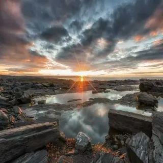 😍 sunset, landscape, nature, rocks, seascape, horizon, clouds, scenic telegram sticker