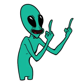 🖕 Alien, Jari tengah, Kasar, Ofensif, Humor, Kartun whatsapp sticker