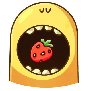 😛 stroberi, kartun, makanan, makan, karakter, imut telegram sticker