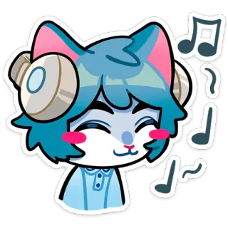 🎧 kot, muzyka, słuchawki, słodkie, kreskówka, naklejka, animacja telegram sticker