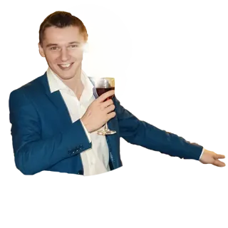 👨‍💼 homem, fato, vinho, copo, brinde, sorrindo telegram sticker