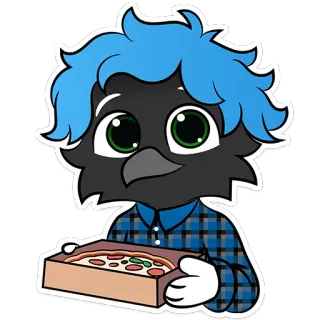 🍕 Cartoon, Pizza, Vogel, Schattig, Dier, Eten telegram sticker