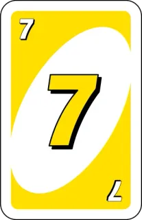 💛 uno, card game, yellow, seven, number whatsapp sticker