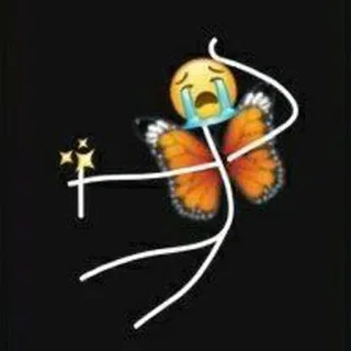 😭 человечек, крылья бабочки, грусть, плач, эмодзи, иллюстрация, причудливый, эмоция telegram sticker