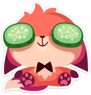 🙈 volpe, cartone animato, cetriolo, occhi, relax, spa, carino, animale telegram sticker
