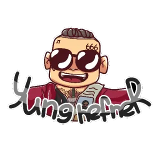 🤤 Yunghefnel dibujo animado, gafas de sol, personaje, pegatina telegram sticker