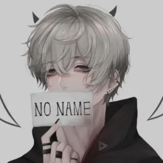 😐 NO NAME アニメ, 少年, 悪魔, 角, キャラクター, 悲しい, 名無し, 匿名 telegram sticker