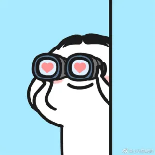 ❤️ lornetka, miłość, kreskówka, podglądanie, oczy w serca, słodki telegram sticker