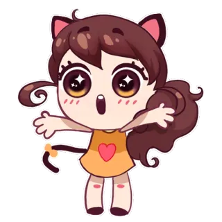 🤗 Мультфильм, Аниме, Кавай, Милый, Девушка, Кот, Стикер telegram sticker
