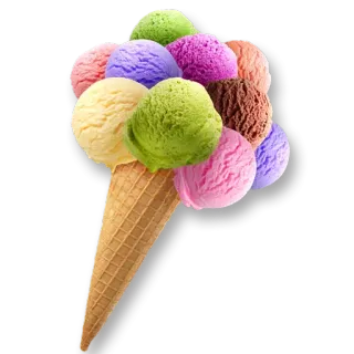 🍦 glace, cornet, dessert, friandise, coloré, boules whatsapp sticker