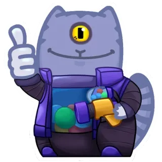 ❤️ kot, kosmita, kciuk w górę, kreskówka, słodki, zabawa telegram sticker