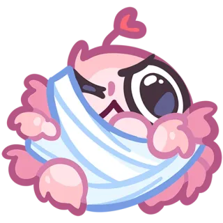 🤕 만화, 귀여운, 괴물, 핑크, 붕대, 귀여움 telegram sticker