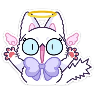 ⭐ 猫, 天使, 可愛い, 動物, 天使の輪, 漫画 telegram sticker