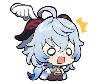 😱 Ganyu Genshin Impact anime, chibi, video game, shocked, cryo telegram sticker