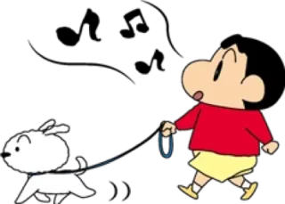 🐶 Shinchan Kartun, Anime, Anjing, Shinchan, Berjalan whatsapp sticker