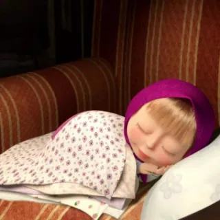 😴 Masha Masha and the Bear cartoon, kind, slapen, deken, bank telegram sticker